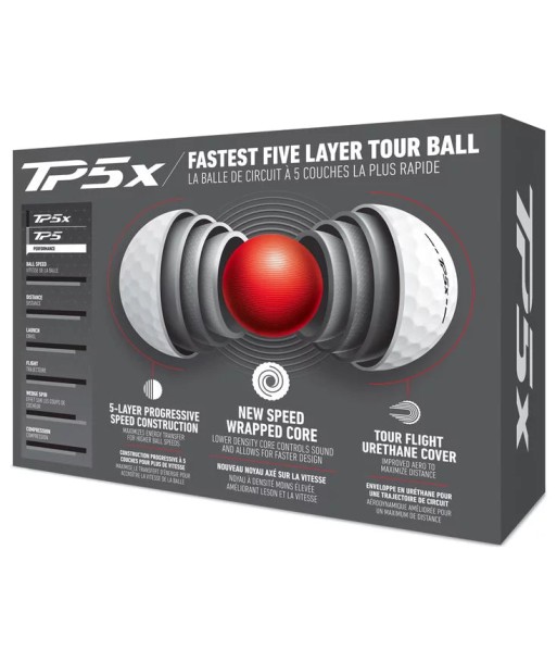 TAYLORMADE BALLES TP5X 2024 (boite de 12) rembourrage situé sous