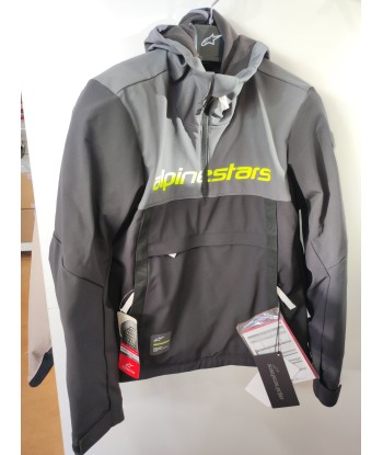 Sweat à Capuche Moto Alpinestars Sherpa Gris-Noir-Jaune Fluo pas chere