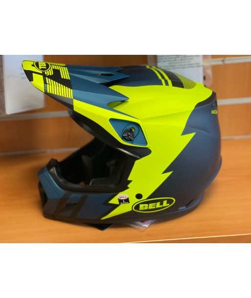 Casque Motocross BELL Mx-9 Mips Strike Bleu Mat/ Jaune fluo pas cher 