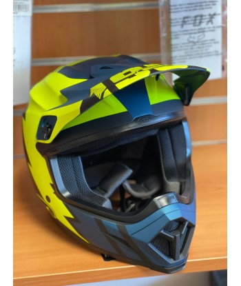 Casque Motocross BELL Mx-9 Mips Strike Bleu Mat/ Jaune fluo pas cher 