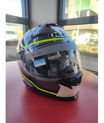 Casque intégral HJC i71 Nior gris/blanc/jaune fluo pas cher