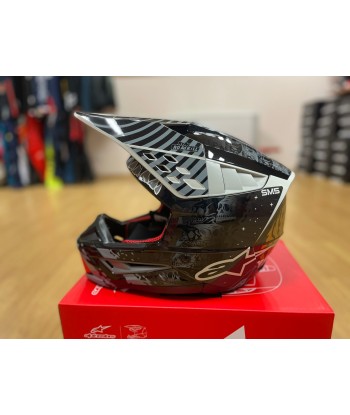 CASQUE CROSS ALPINESTARS S-M5 SOLAR FLARE - BLACK GRAY GOLD GLOSSY 2023 - NOIR / GRIS 2023