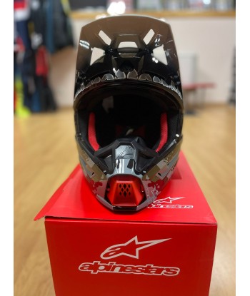 CASQUE CROSS ALPINESTARS S-M5 SOLAR FLARE - BLACK GRAY GOLD GLOSSY 2023 - NOIR / GRIS 2023