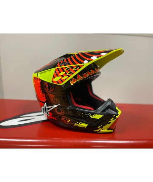 ALPINESTARS - Casque Supertech S-M5 Solar Flare Noir Brillant / Jaune fluo / Rouge fluo rembourrage situé sous