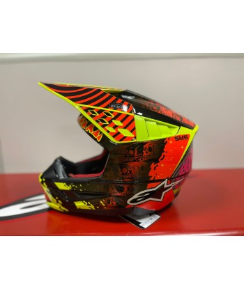 ALPINESTARS - Casque Supertech S-M5 Solar Flare Noir Brillant / Jaune fluo / Rouge fluo rembourrage situé sous