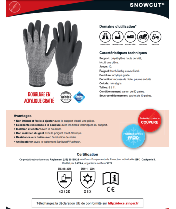 Gants spécial froid anti coupure est présent 