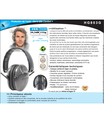 Casque antibruit pliable 26,3dB - lot de 8 acheter